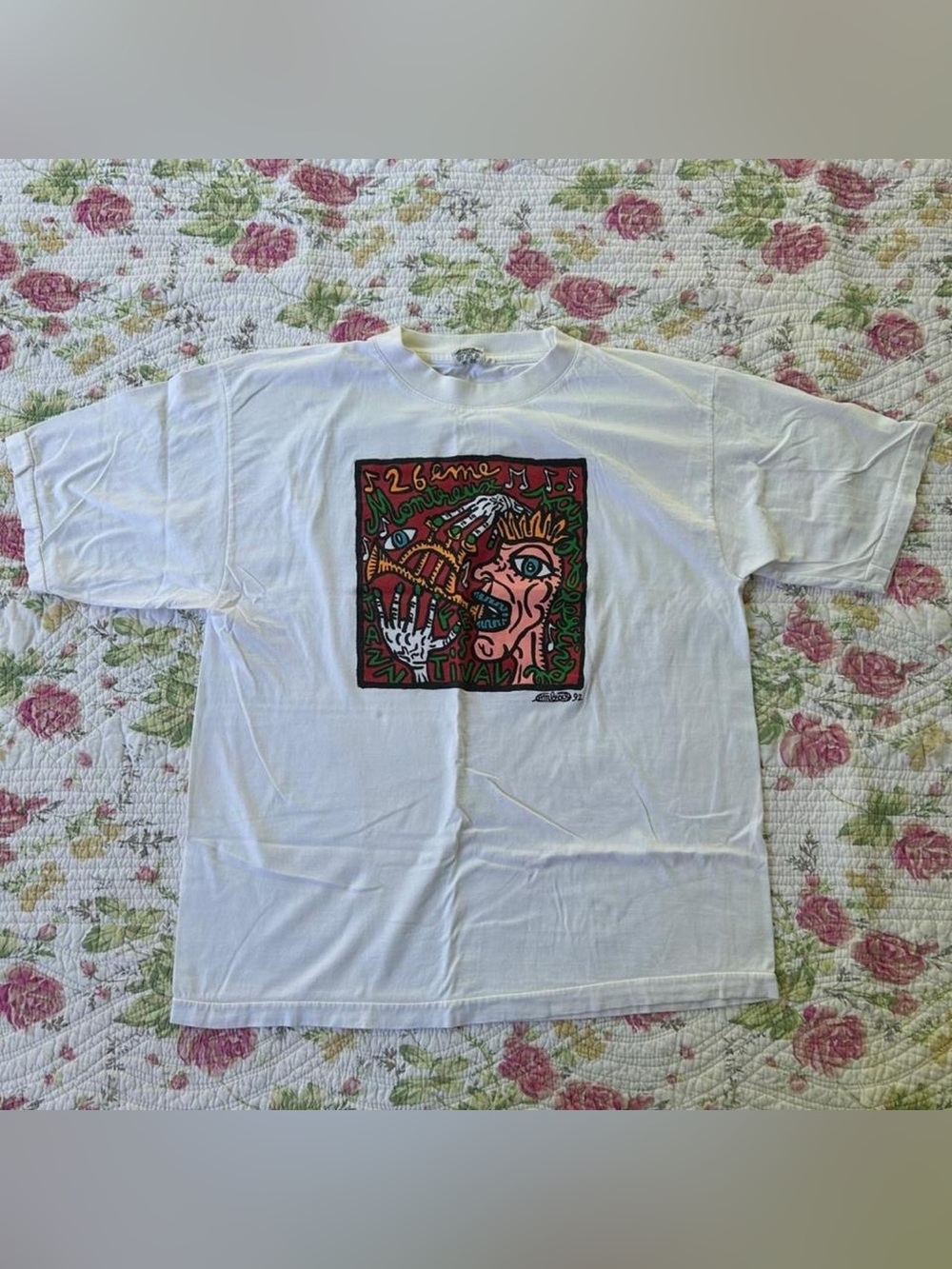 Vintage Streetwear Skater White Multicolor Graphic T-Shirt